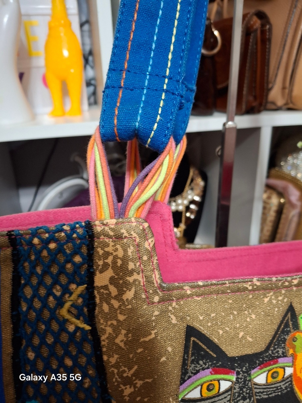 Laurel Burch Boho Cat & Parrot Print Tote Bag in Multicolor - Picture 5 of 10